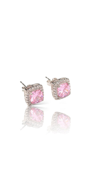 PINK CZ STUD EARRING