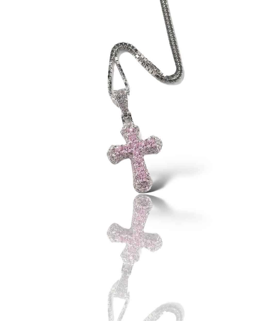 PINK FROST CROSS PENDANT