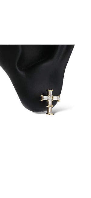 ICED CROSS EARRING